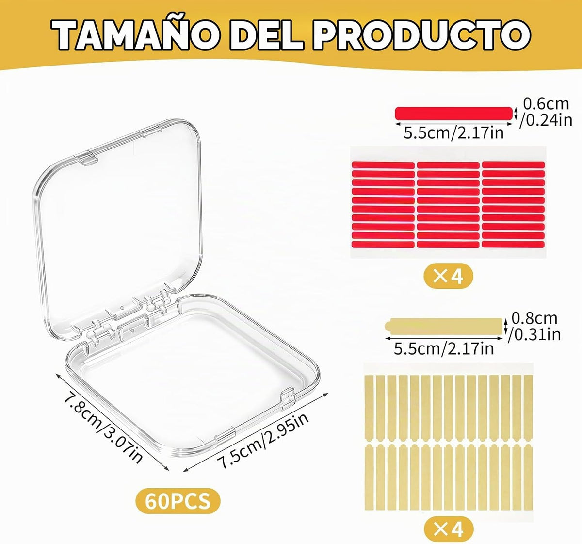 Caja de almacenamiento de uñas a presión de 60 piezas con cintas ad...