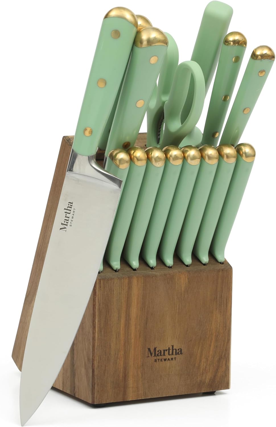 Martha Stewart Juego de 16 cuchillos de cocina Lockton de acero ino...