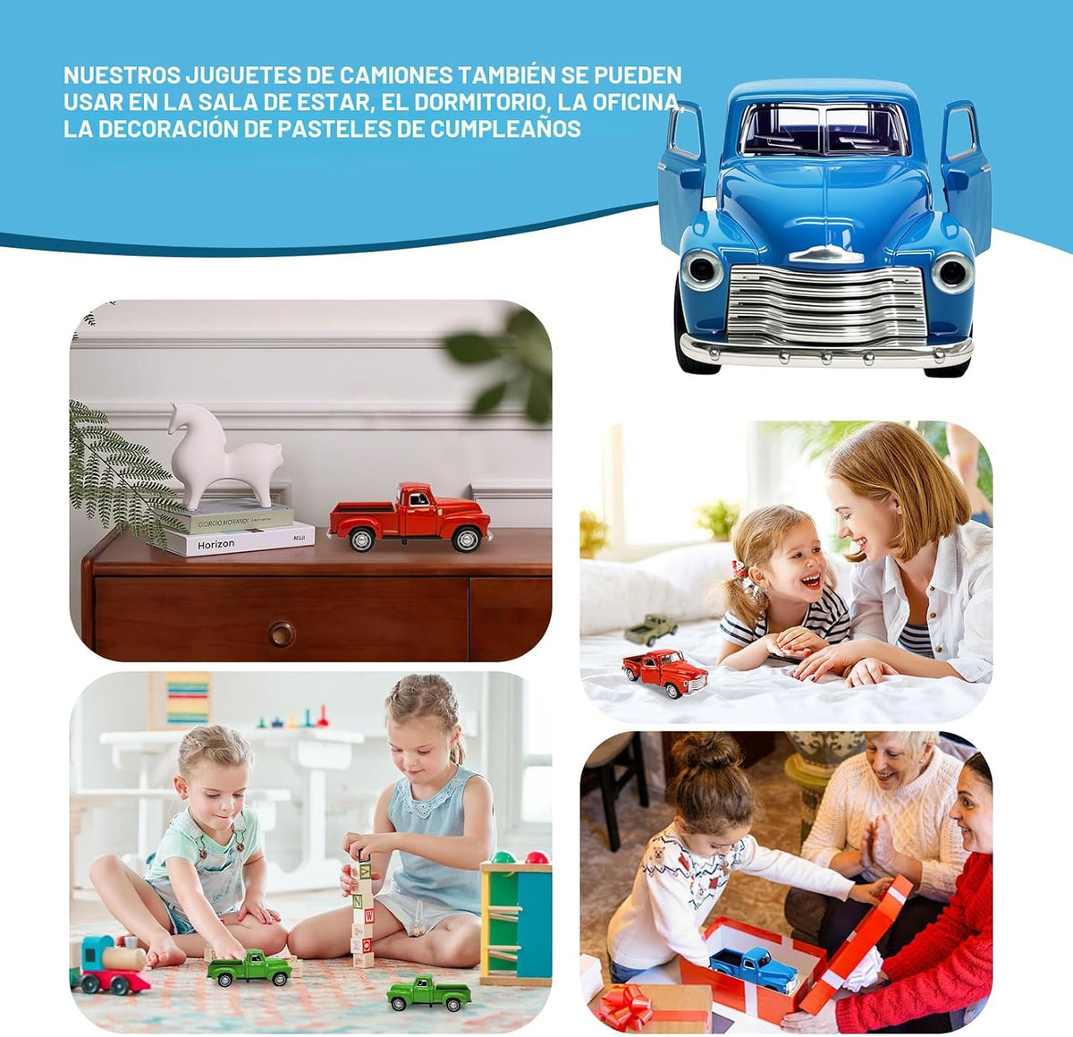 AGSIXZLAN Little Blue Truck Toy 1:32 Pull Back Cars Toy para niños...