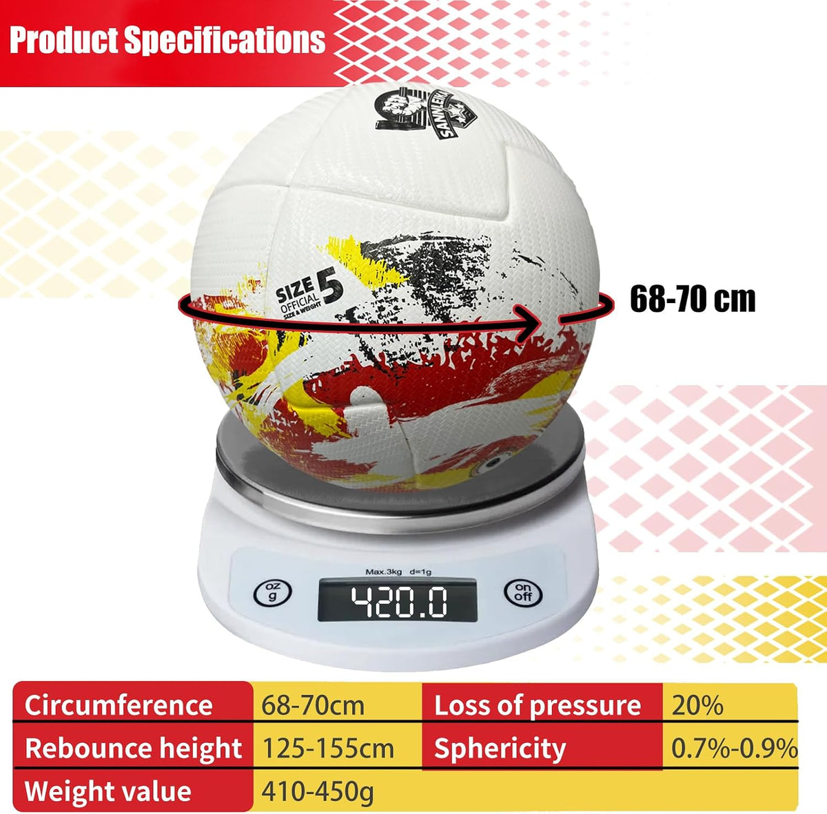 SANNLEIKA Storm Series - Pelota de fútbol profesional para principi...
