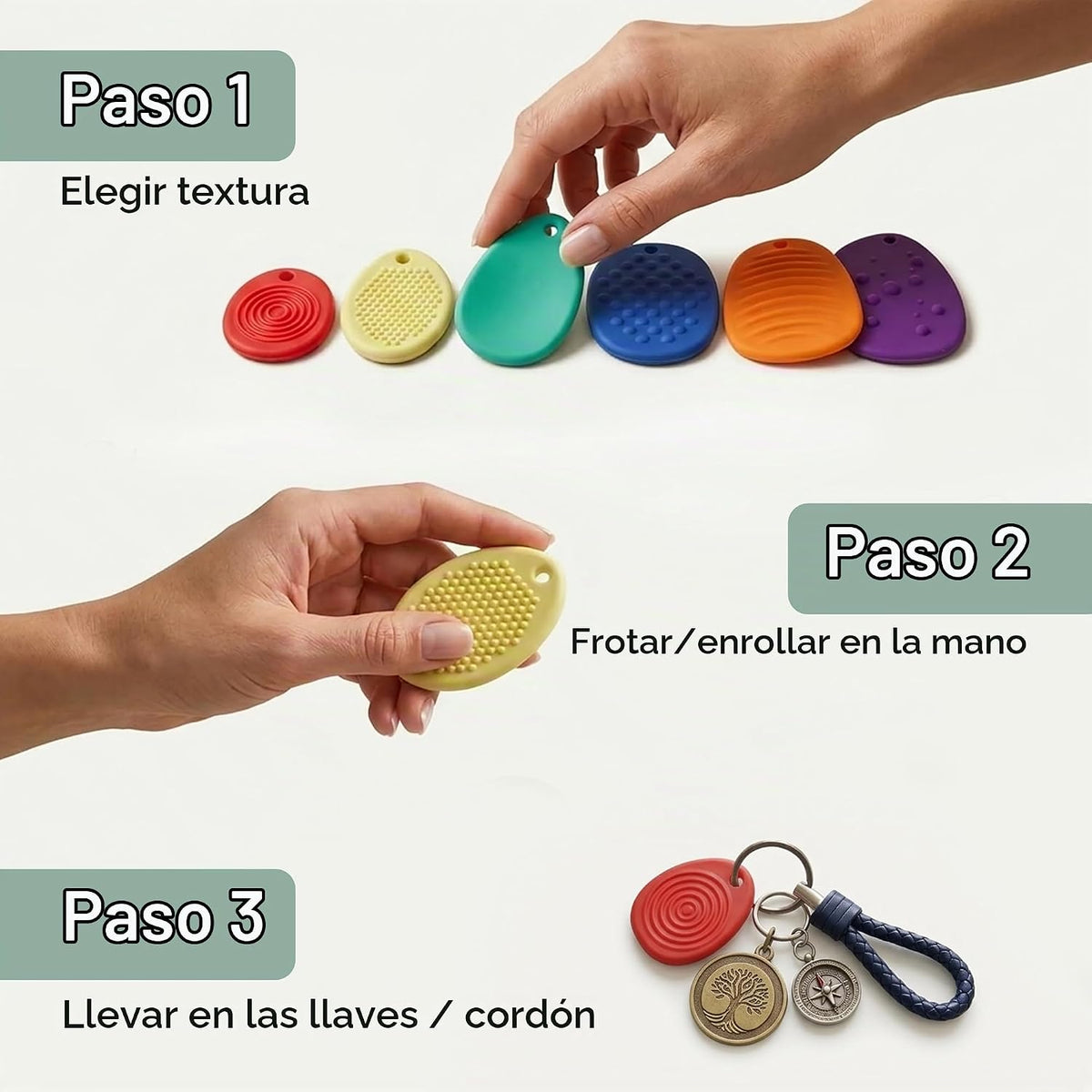 SLOKZ Llavero Fidget Worry Stones \u2013 Paquete de 6 piedras senso...