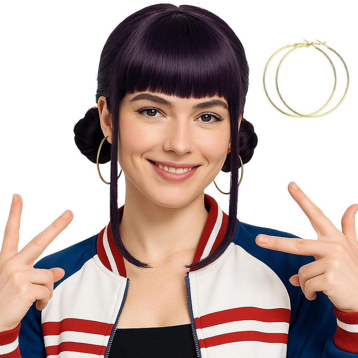 PUREHAIR Peluca corta de disfraz de anime para mujer, fibra de seda...