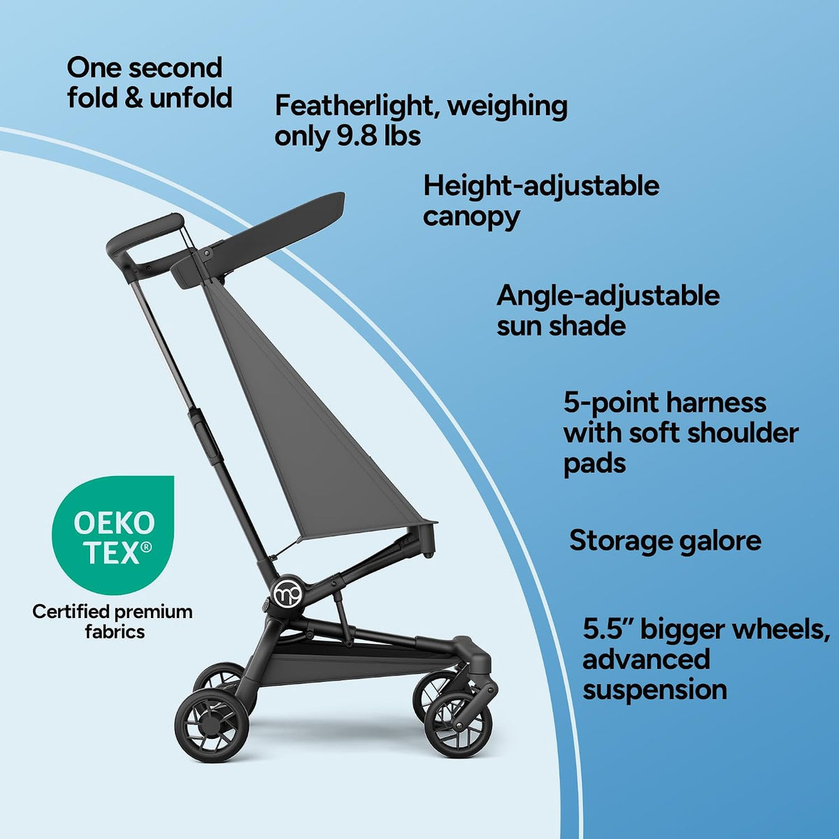 Mompush Jeto - Cochecito de viaje ligero \u2013 9.8 libras ultracom...