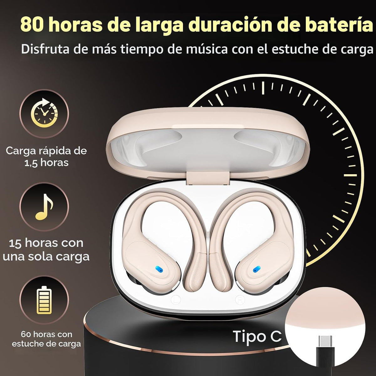 HAOYUYAN Auriculares inalámbricos, auriculares Bluetooth deportivos...