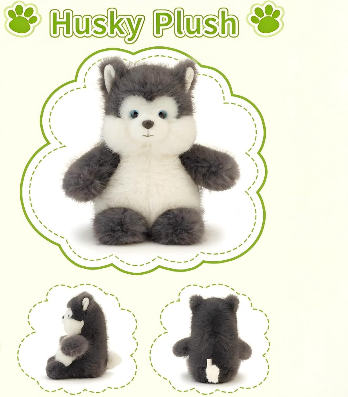 OROZCOR Lindo animal de peluche Husky suave de peluche tamaño de un...