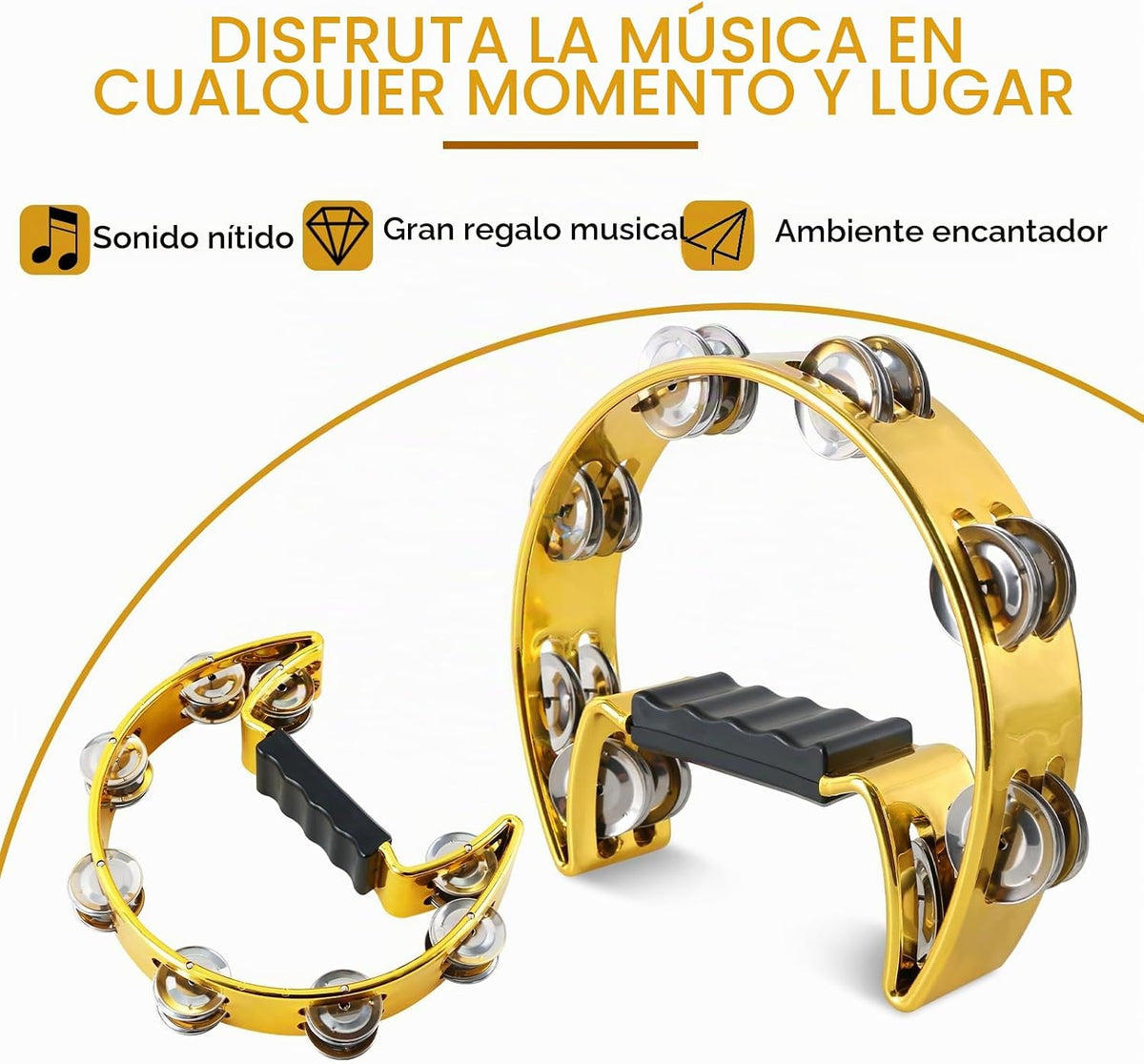 EASTROCK Pandereta Instrumento de Percusión Musical Campanillas de...