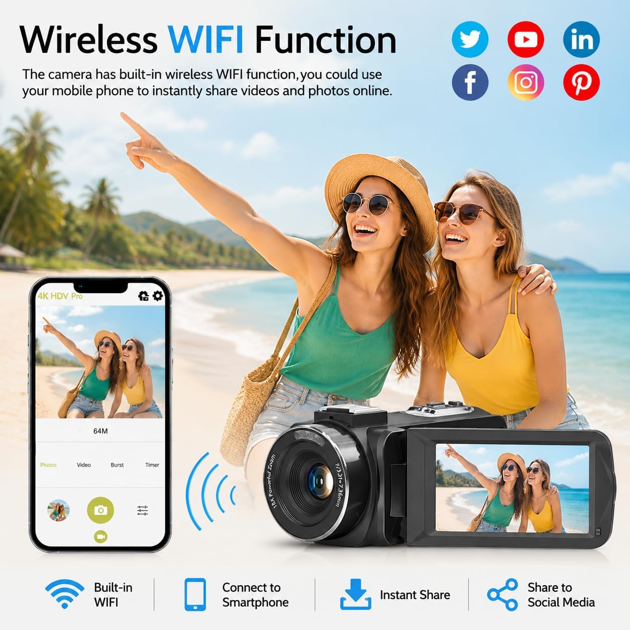 Cámara de vídeo WIKICO 8k Videocámara vlogging Cámara | con WiFi, m...