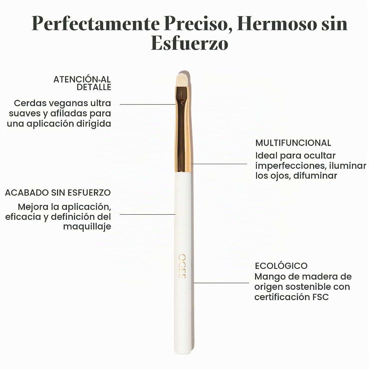 Ogee Cepillo de precisión: calidad profesional, cerdas veganas cóni...