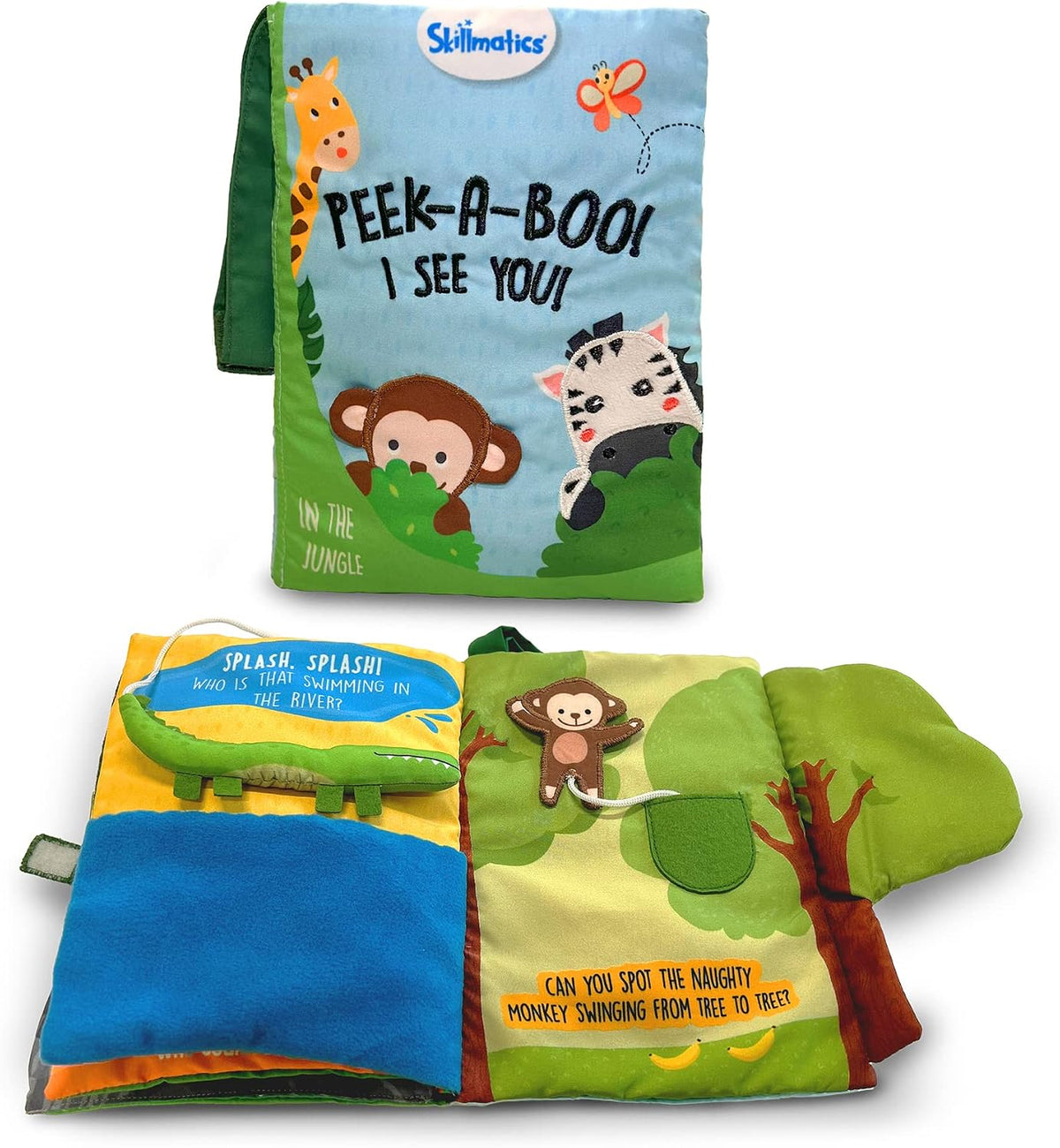 Skillmatics Libro de la selva Peek-a-Boo - Libro de tela suave para...