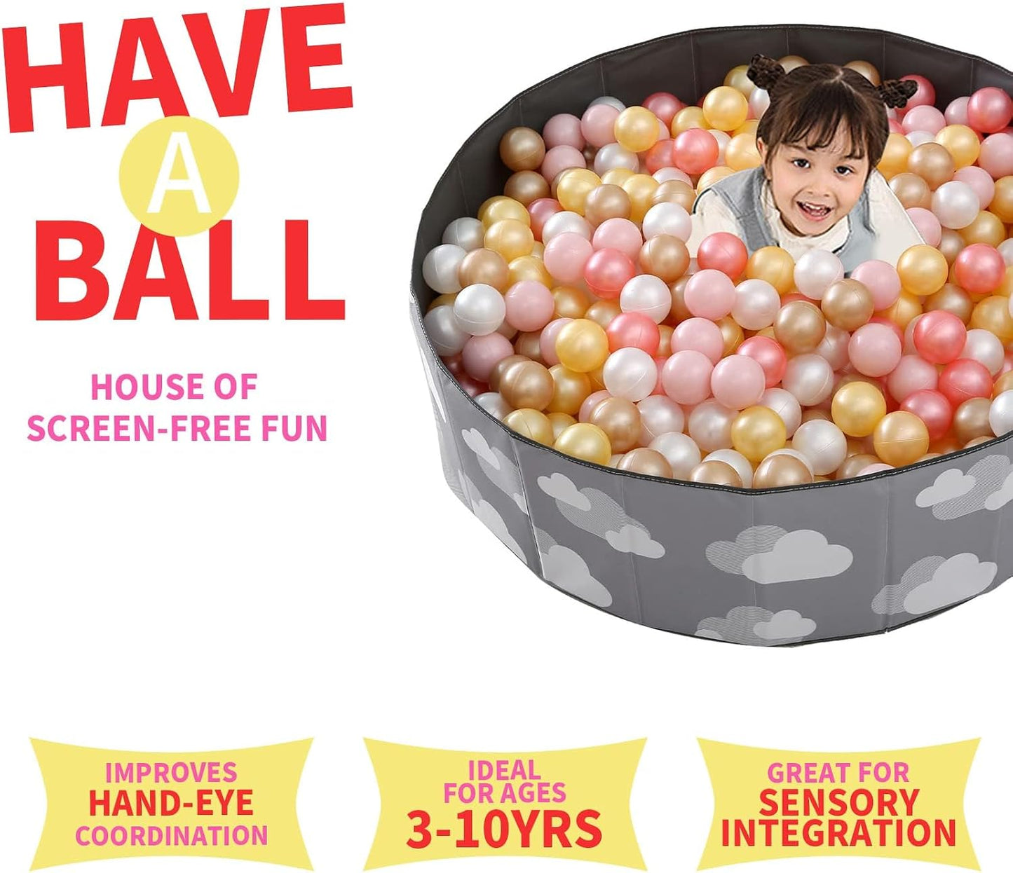 Heopeis Pelotas de Pozo de Bolas - Bolas de Plástico de 2.7 Pulgada...