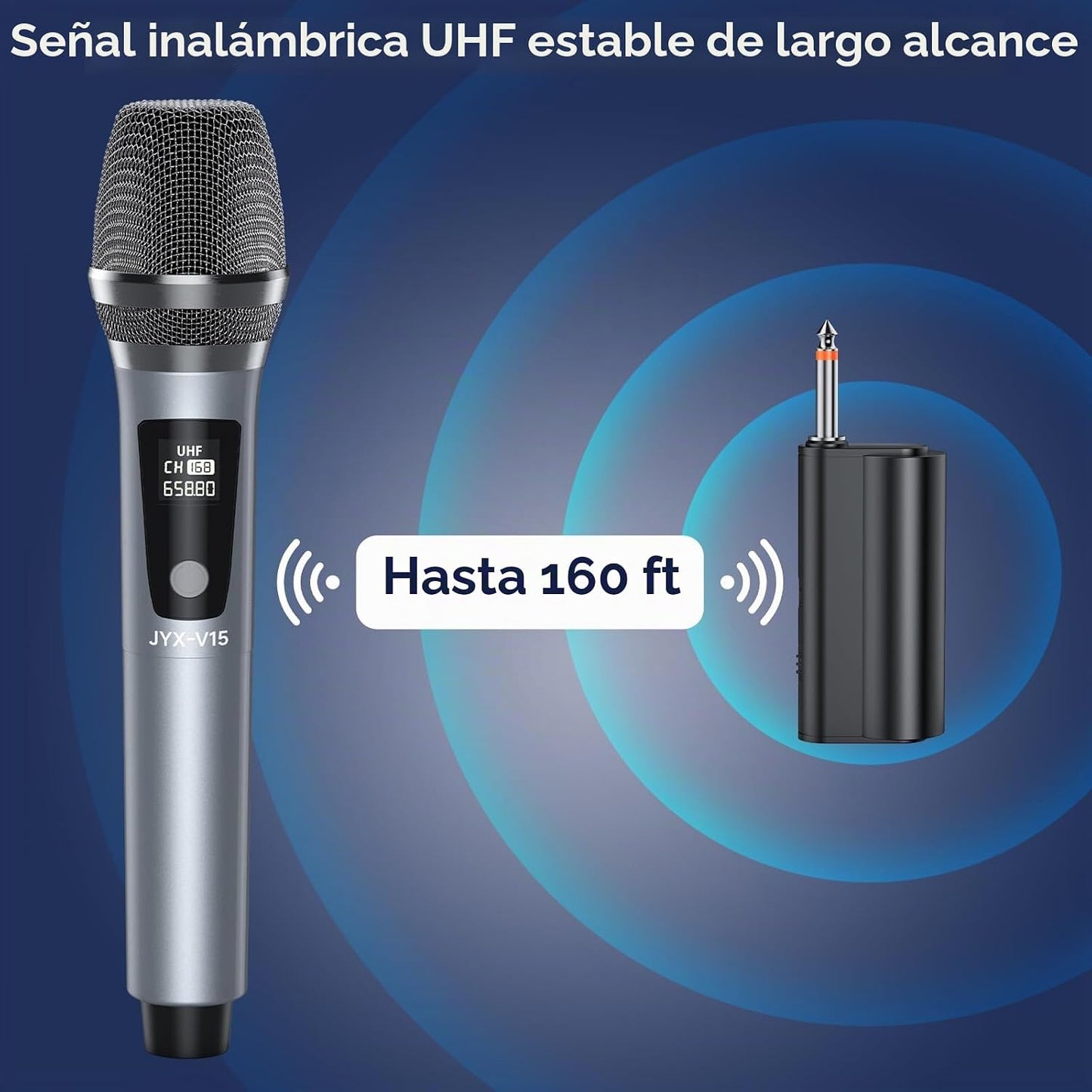 JYX Micrófono inalámbrico, sistema de micrófono dinámico de mano pr...