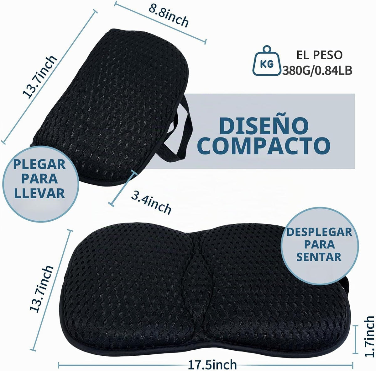 Newivi Cojín respirable portátil del asiento, suave plegable para e...