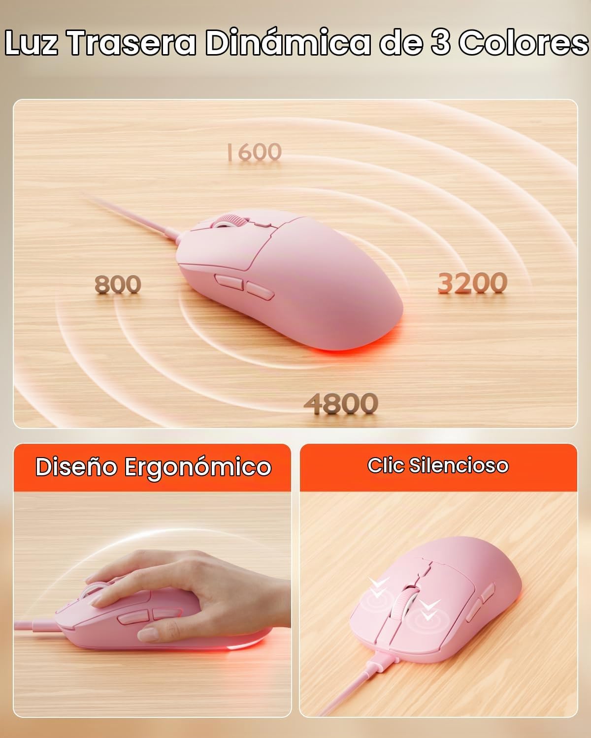 EWEADN Combo de teclado y mouse con cable con reposamuñecas desmont...