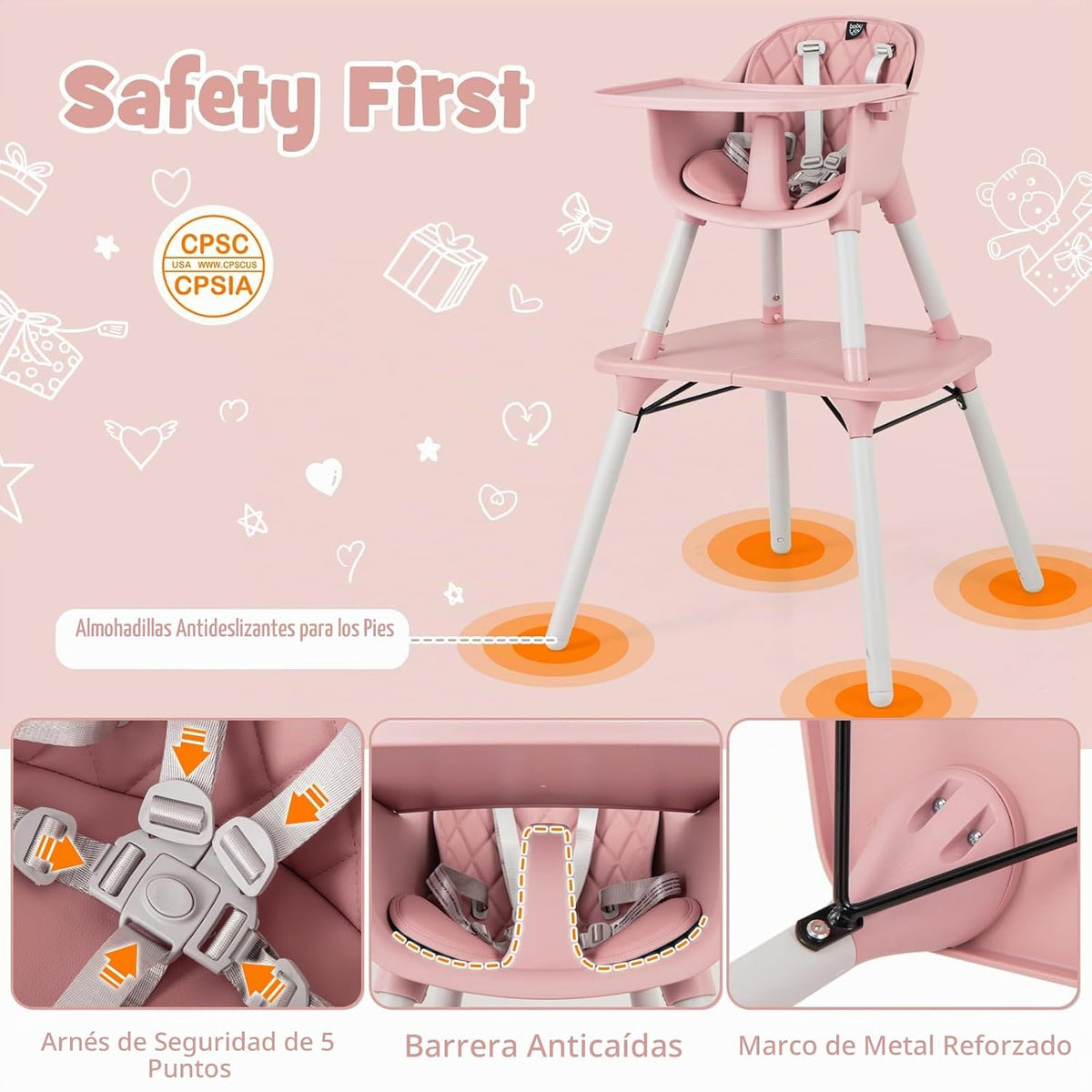 HONEY JOY Silla alta 5 en 1 convertible, silla alta para bebés y ni...