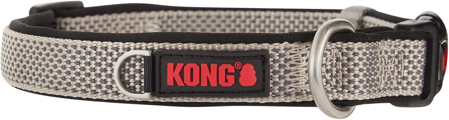 Kong Comfort - Collar de perro acolchado de alta calidad (M, gris)