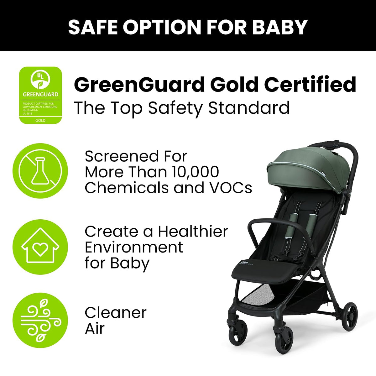 Cochecito de viaje compacto Jeep Altitude de Delta Children Greengu...