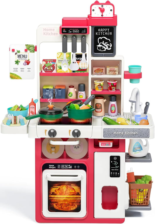 Juego de Cocina Rojo para Niños, Set de Cocina para Niños Pequeños...