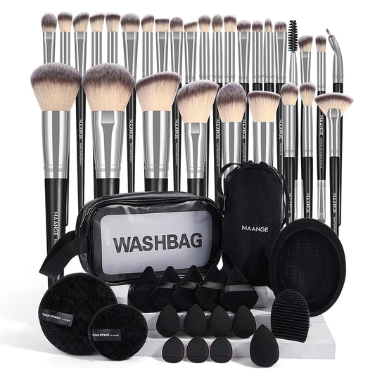 MAANGE Juego de 30 brochas de maquillaje profesional con bolsa de t...