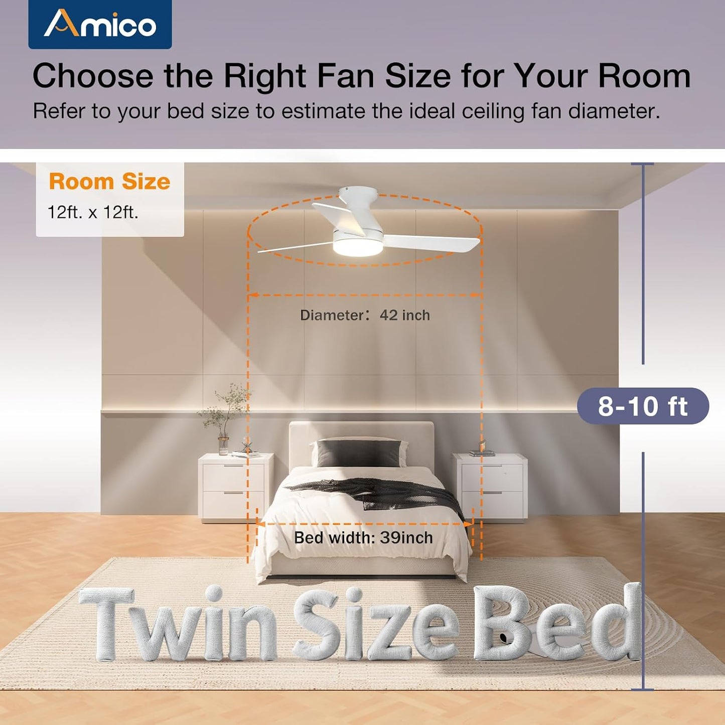 Ventiladores de techo Amico con luces, ventilador de techo de 42 pu...