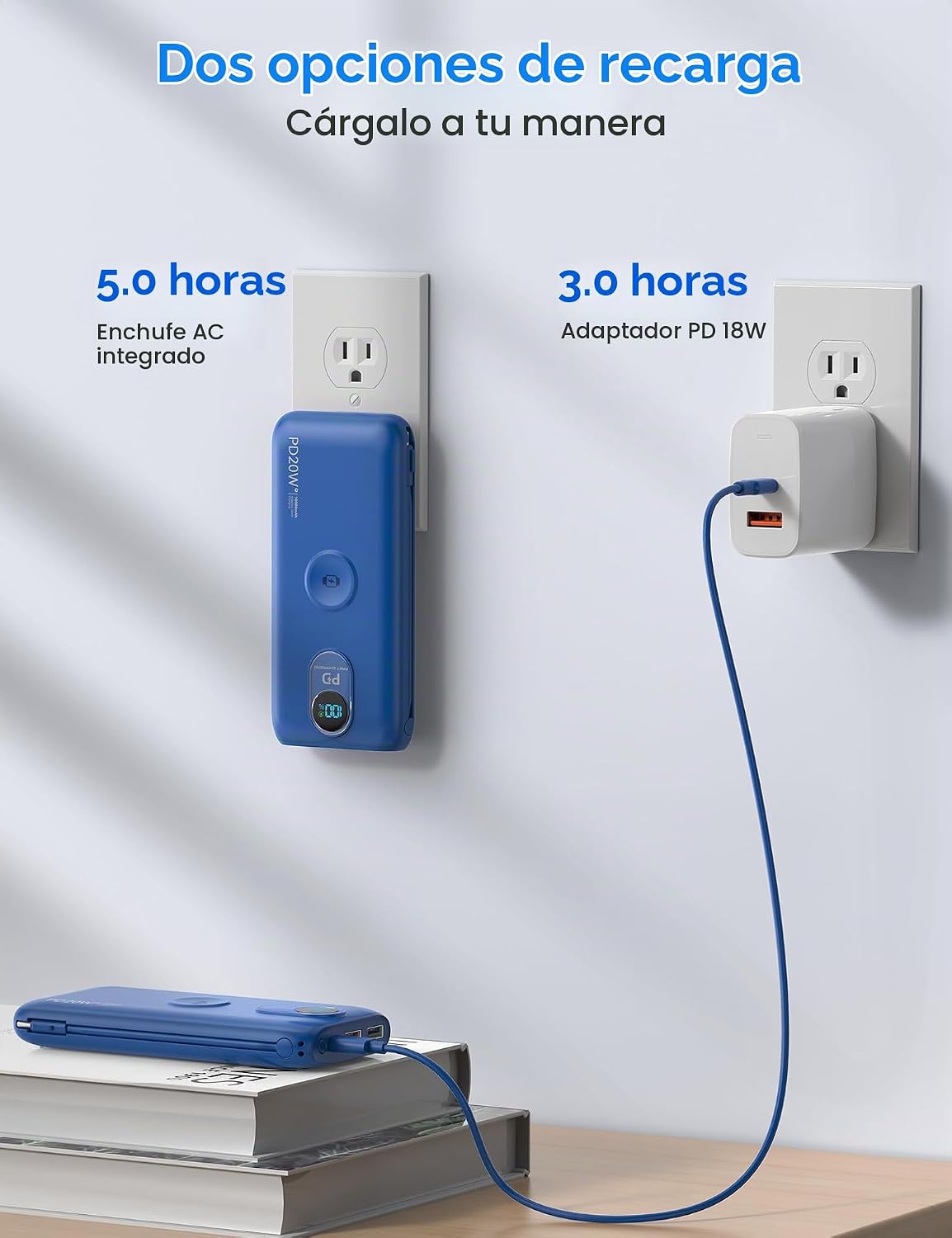 LENGSUM Cargador portátil, cargador de batería de carga rápida de 1...