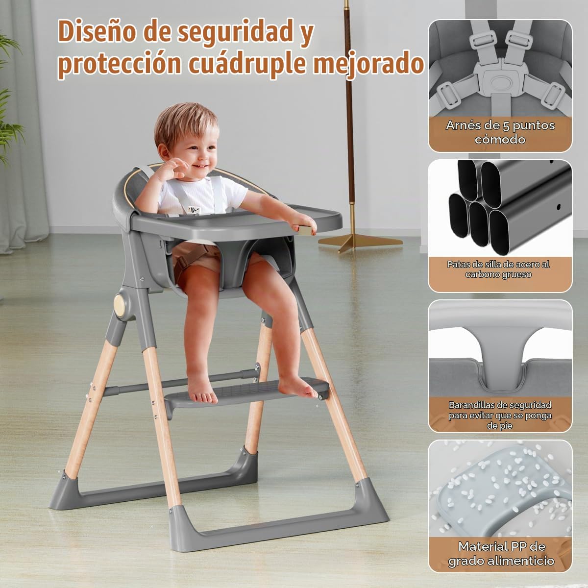 Silla Alta para Bebé, Sillas Altas para Bebés y Niños Pequeños, Sil...