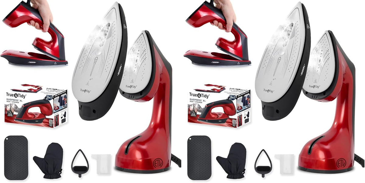 True &amp; Tidy DuoPress XL 2 en 1 vaporizador y plancha para ropa,...