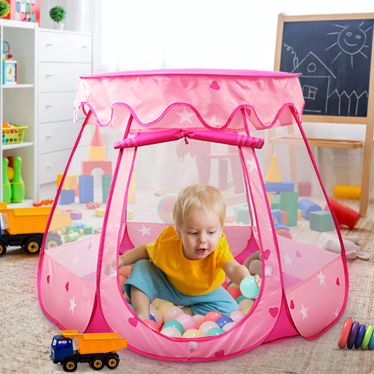 Crayline - Tienda de campaña desplegable de princesa con luz de est...