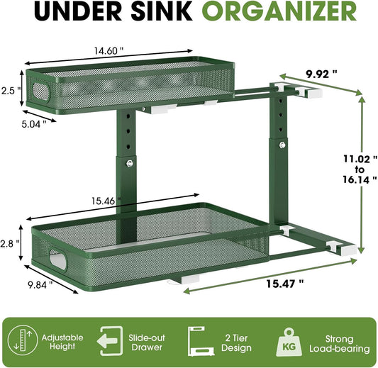 Organizador para debajo del fregadero, 2 unidades, estante de metal...