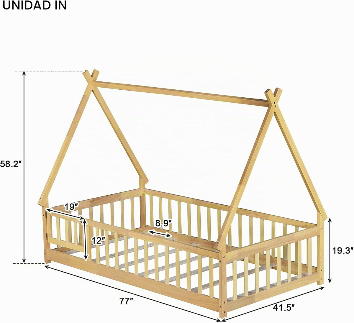 Bellemave Cama de suelo Montessori de tamaño individual para niños,...