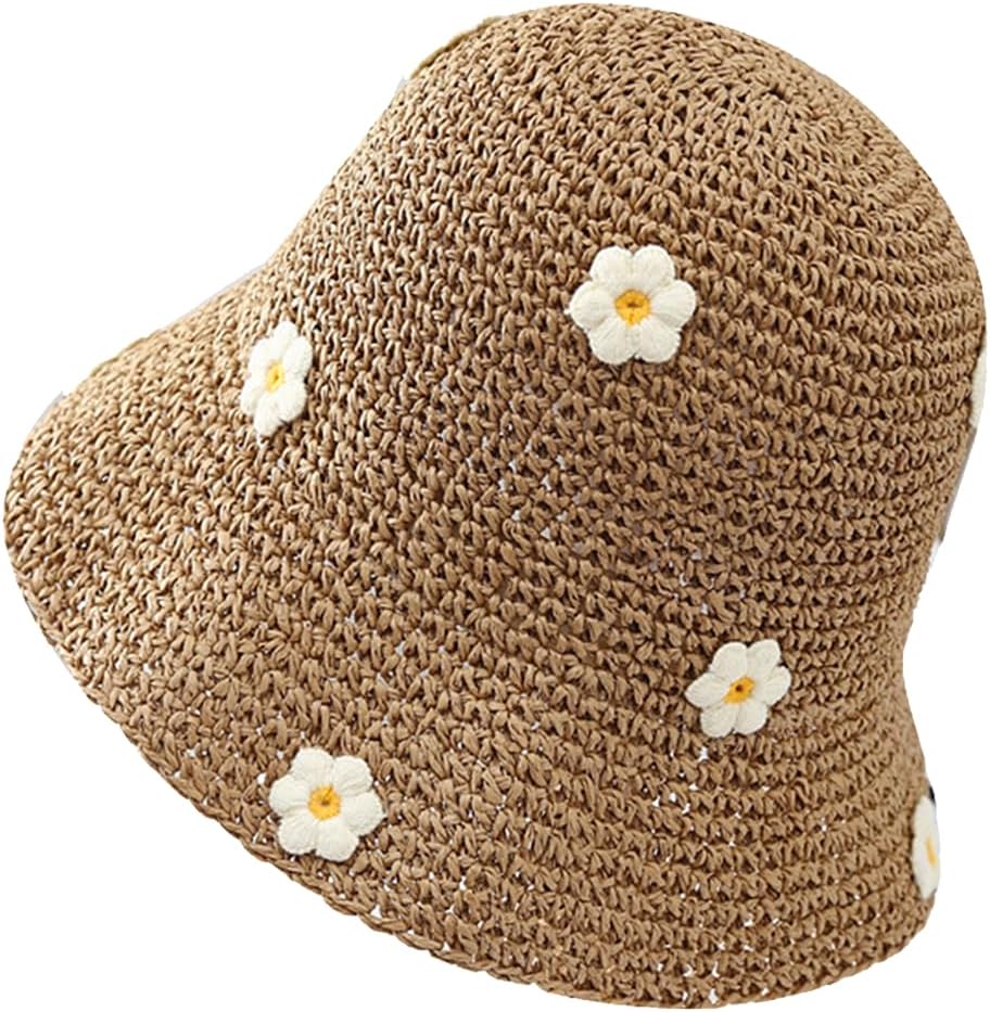Sombrero de pescador de ganchillo, sombrero de paja para el sol, so...