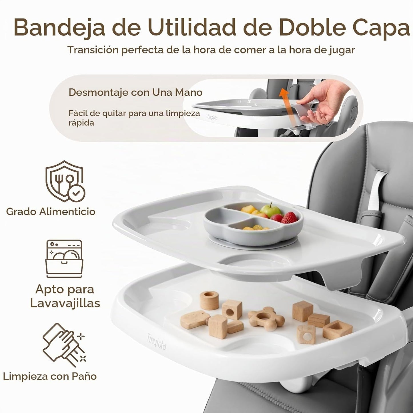 Tinyiota Sillas altas 4 en 1 para bebés y niños pequeños con ruedas...