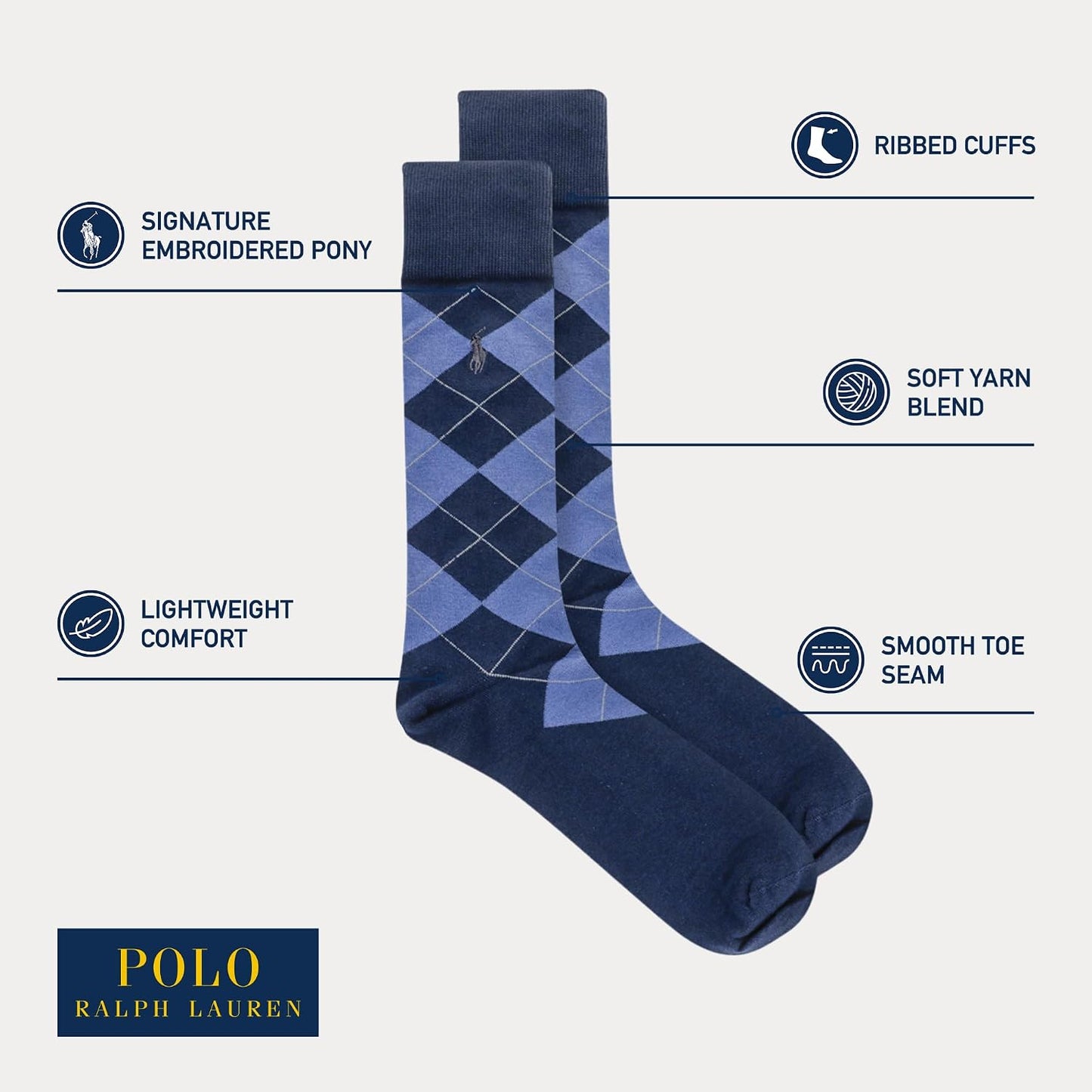 POLO RALPH LAUREN Calcetines de vestir con patrones surtidos para h...