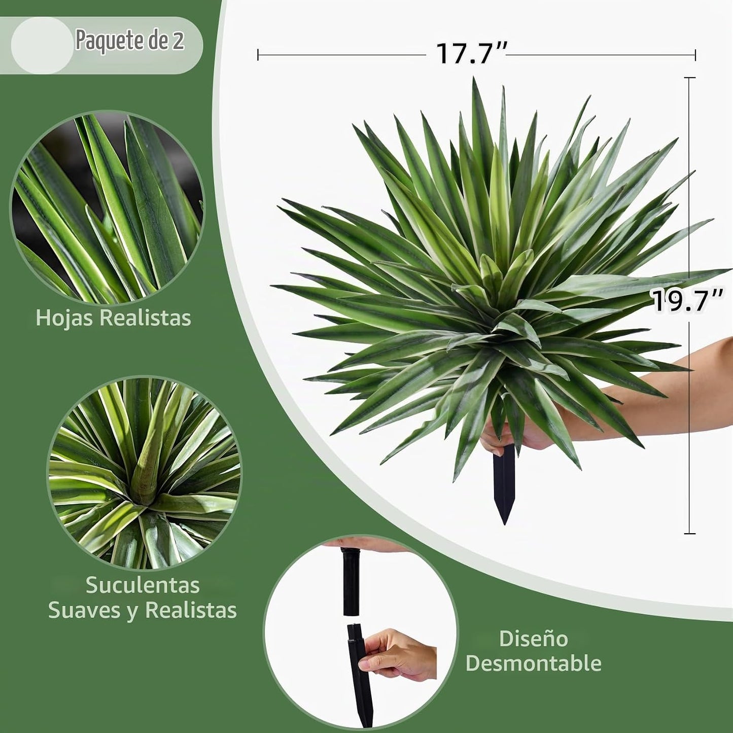 Planta Artificial de Agave Macetas Falsas de Agave para Interior Ex...