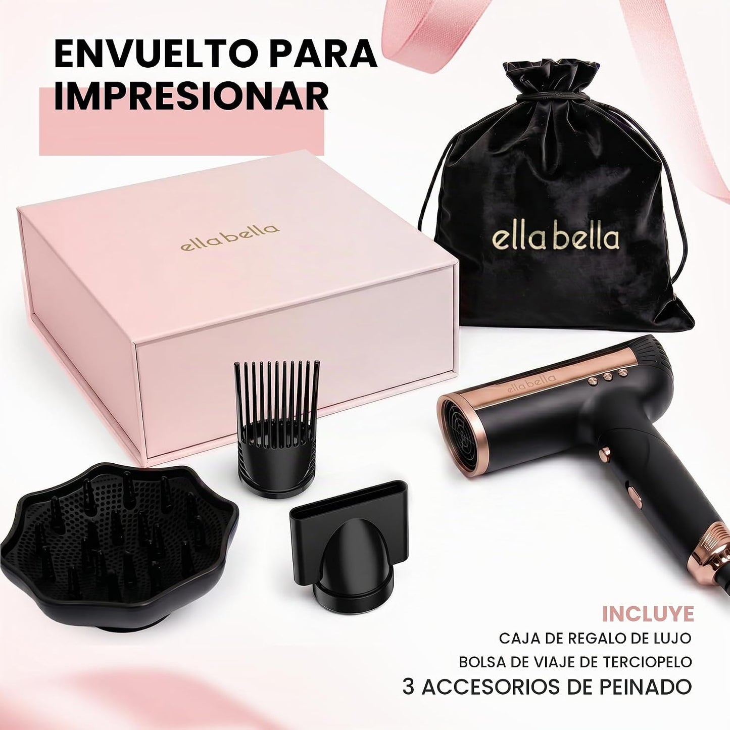 ELLA BELLA® Secador de pelo plegable por infrarrojos: motor profesi...