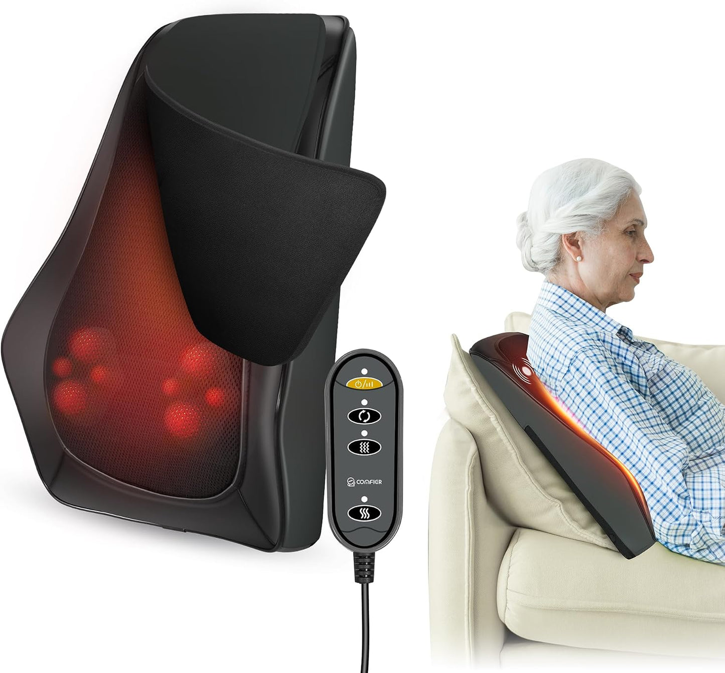 COMFIER - Almohada Masajeadora de Espalda con Calor, Masajeador de...