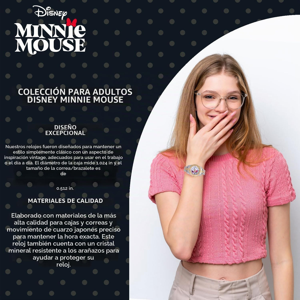 Reloj Minnie Mouse para mujer, elegantes relojes Minnie Mouse para...