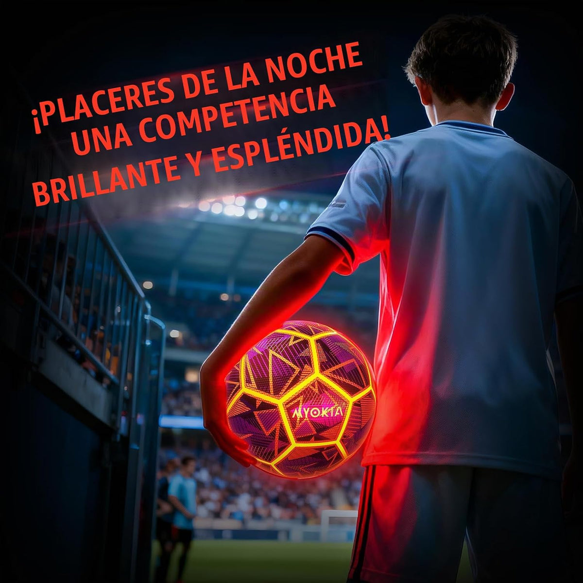 MYOKIA Balón de fútbol de tamaño 5 con luz RGB recargable que brill...