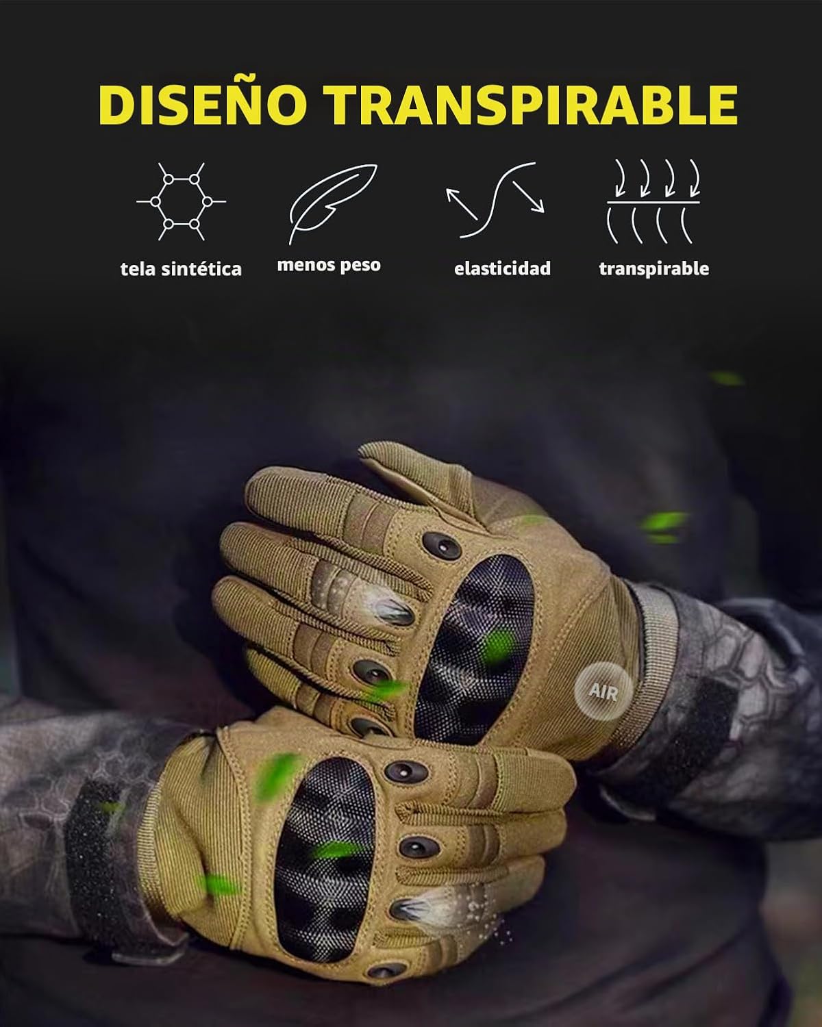 Liovoras Guantes tácticos para hombres, guantes de tiro y motocicle...