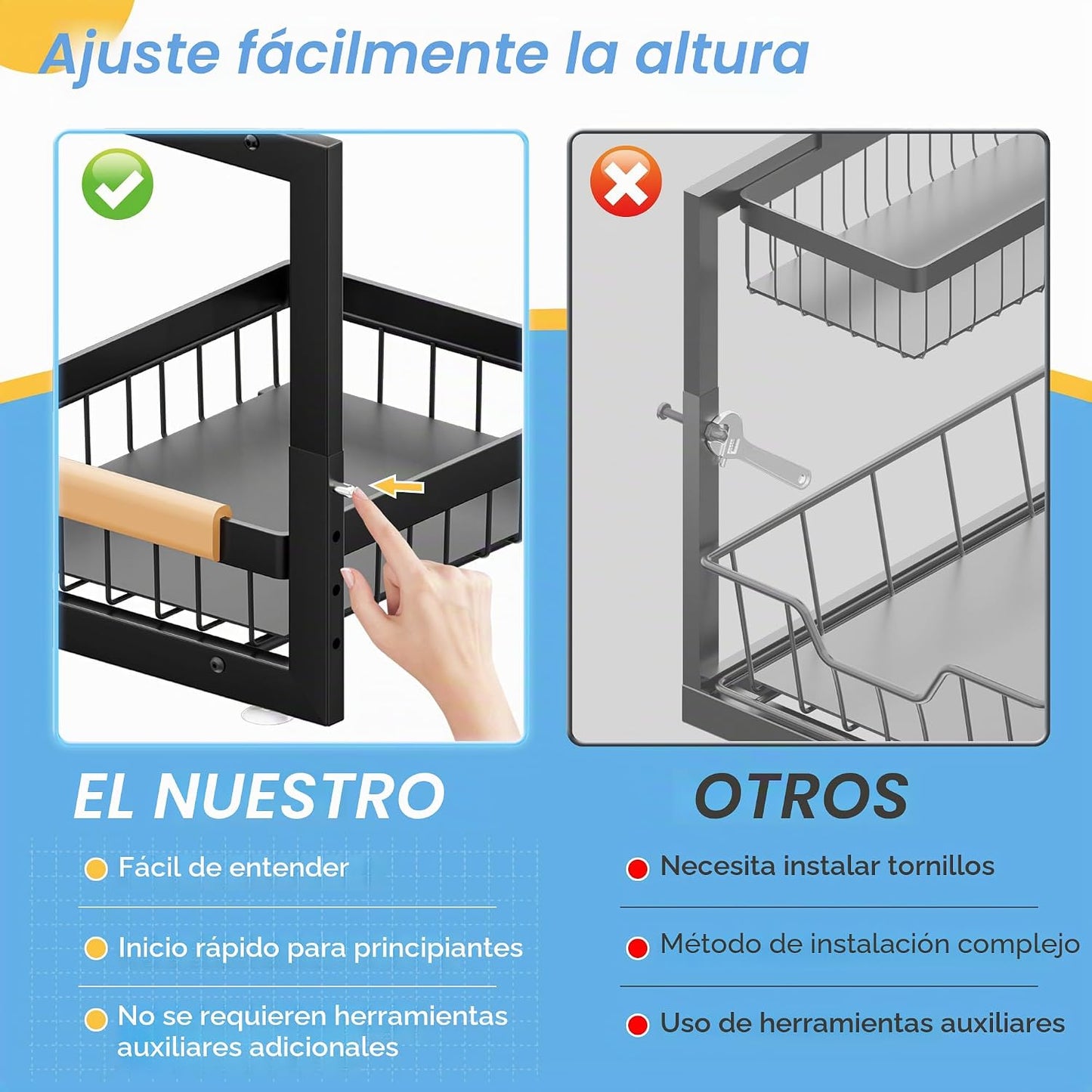 ADBIU - Organizador para debajo del fregadero, 2 unidades, 2 nivele...