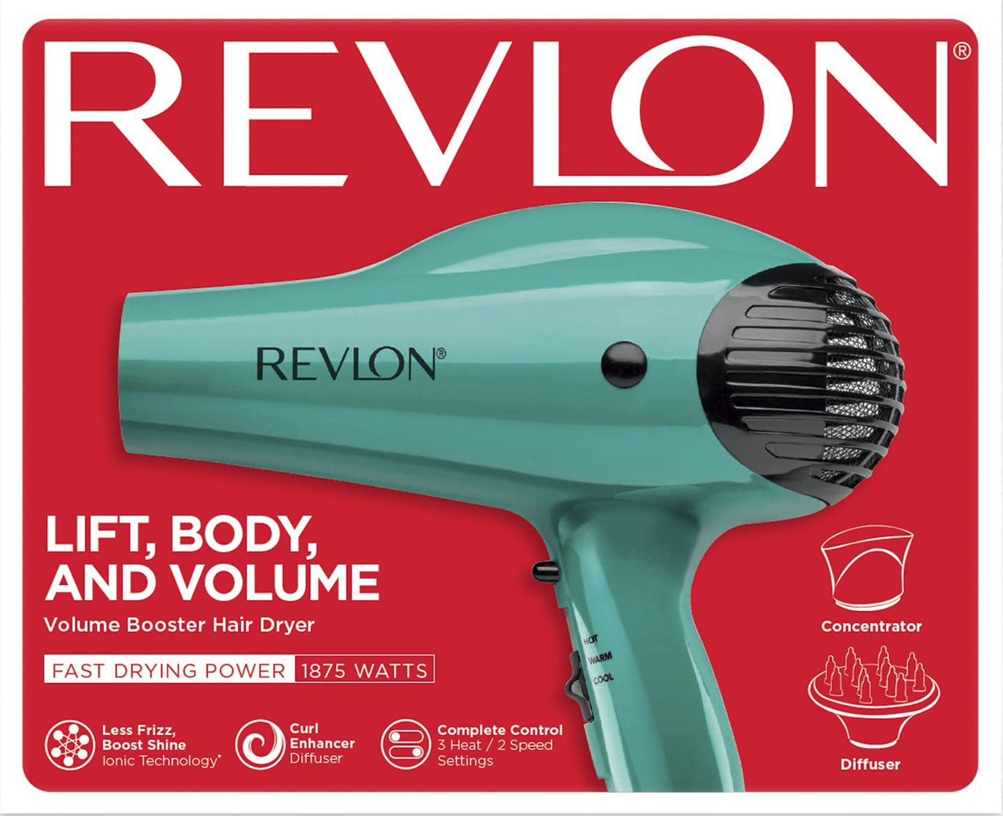 Secador de pelo Revlon con booster de volumen | 1875W para elevació...