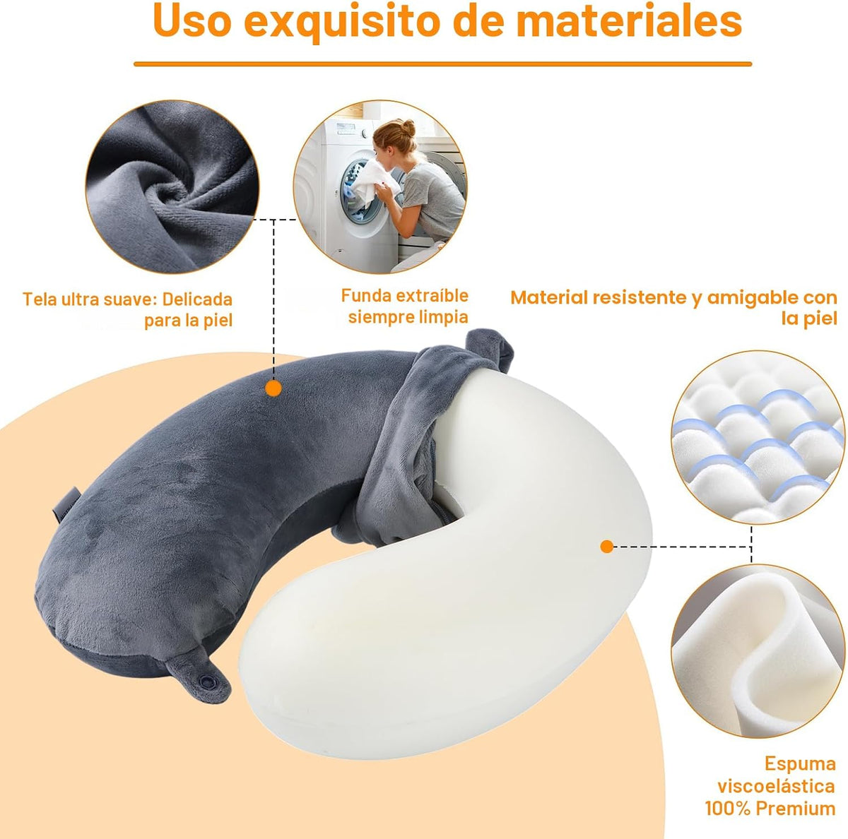 Far win Almohada de viaje, almohada cervical en forma de U de 100 %...