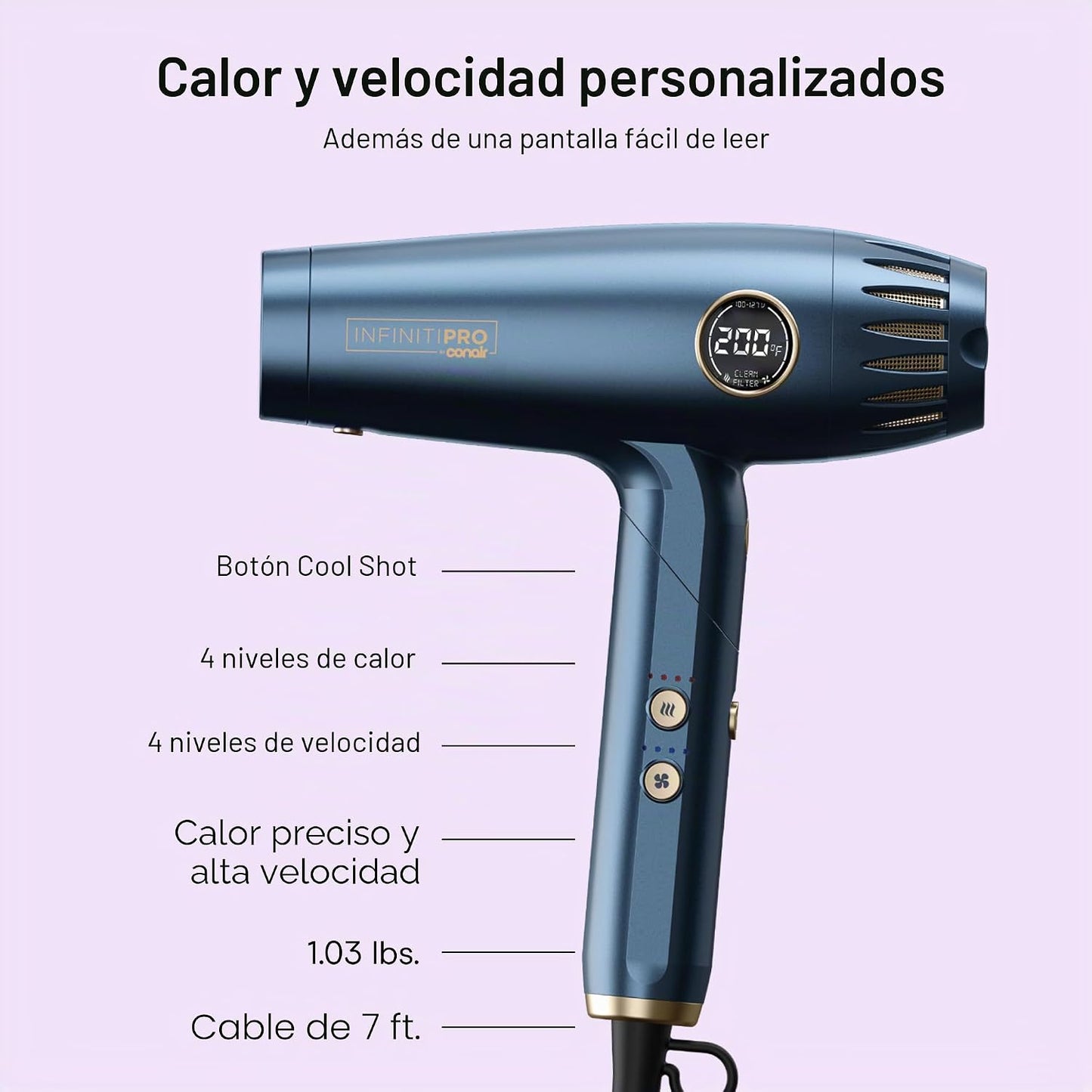 Secador de pelo y peinador múltiple Conair, 1875 W, accesorios de a...