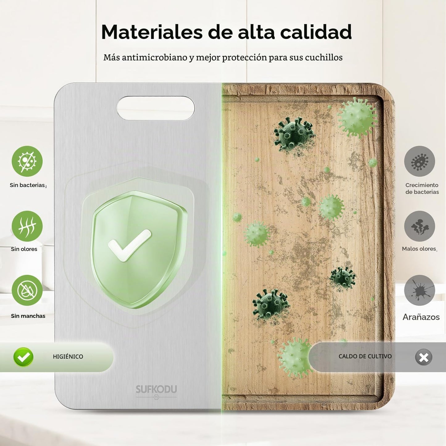 3 tablas de cortar de titanio para cocina, tabla de cortar de titan...