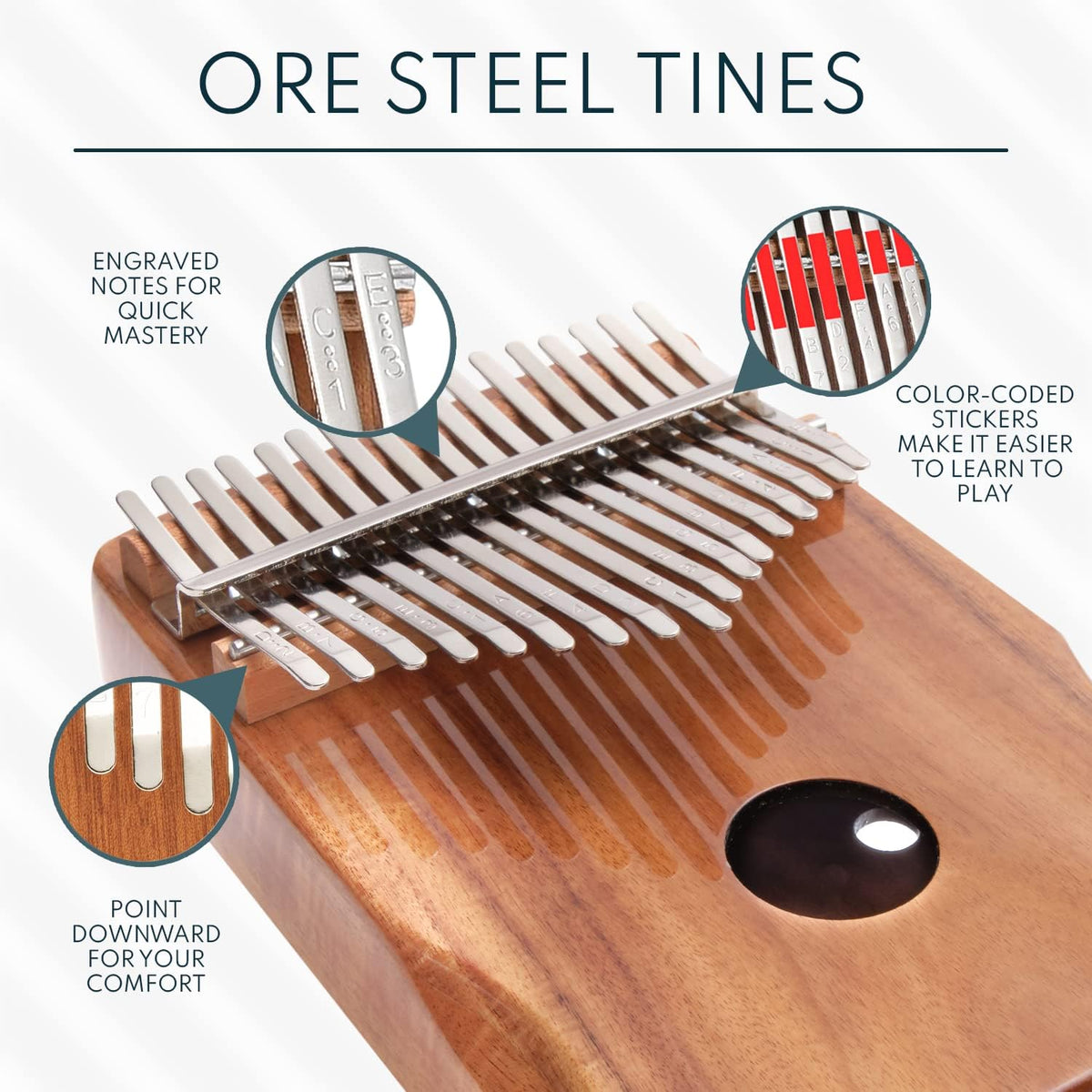 UNOKKI Kalimba de 17 teclas con estuche, funda rígida impermeable,...