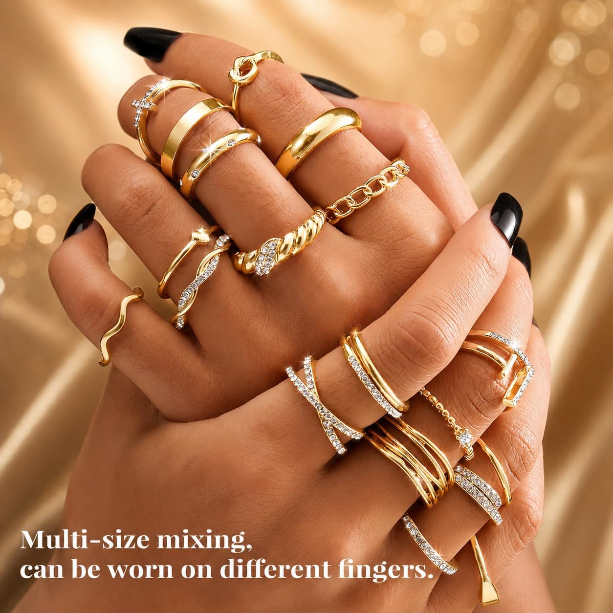 KISS WIFE Anillos apilables de oro para mujer, delicado juego de an...