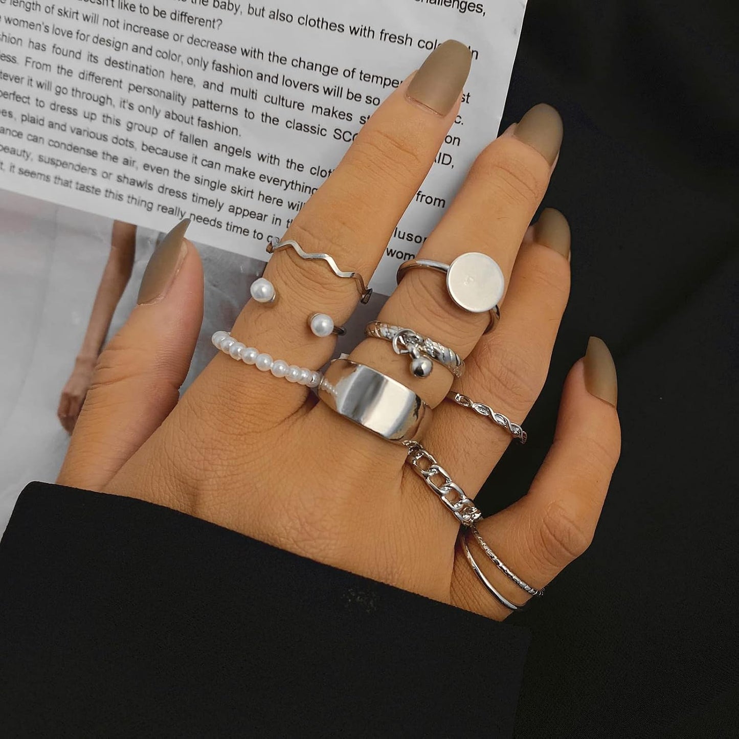 YEEZII Juego de 68 anillos para nudillos, dorados, para mujeres, ap...