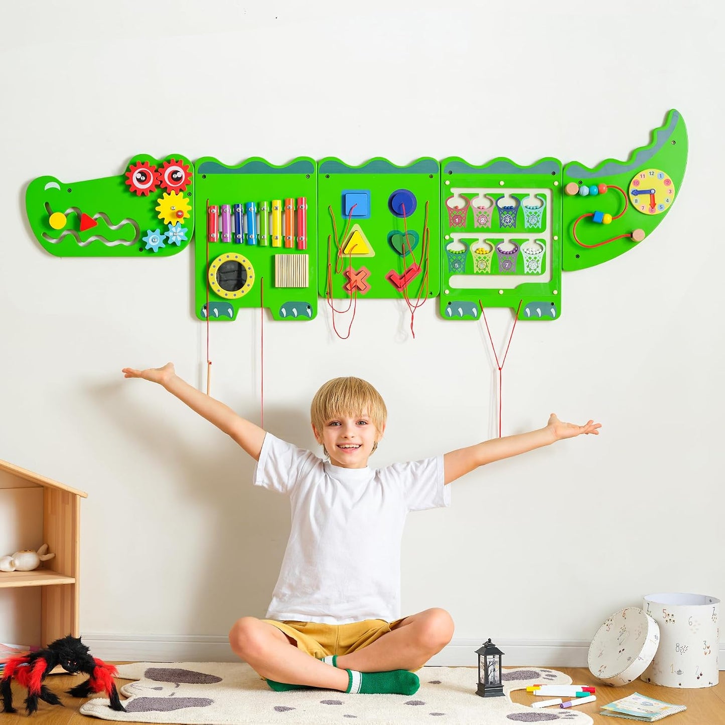 nigwet Juguetes sensoriales de cocodrilo, paneles de pared de activ...
