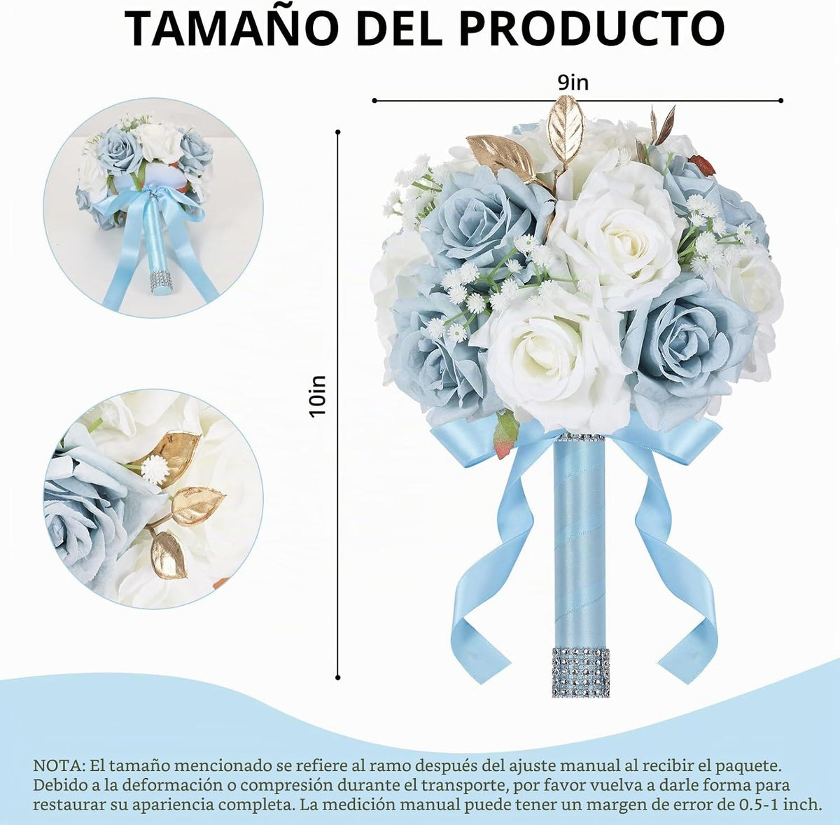 Qeedy Ramos de Boda para Novia - Flores de Seda Realistas Rosas Art...