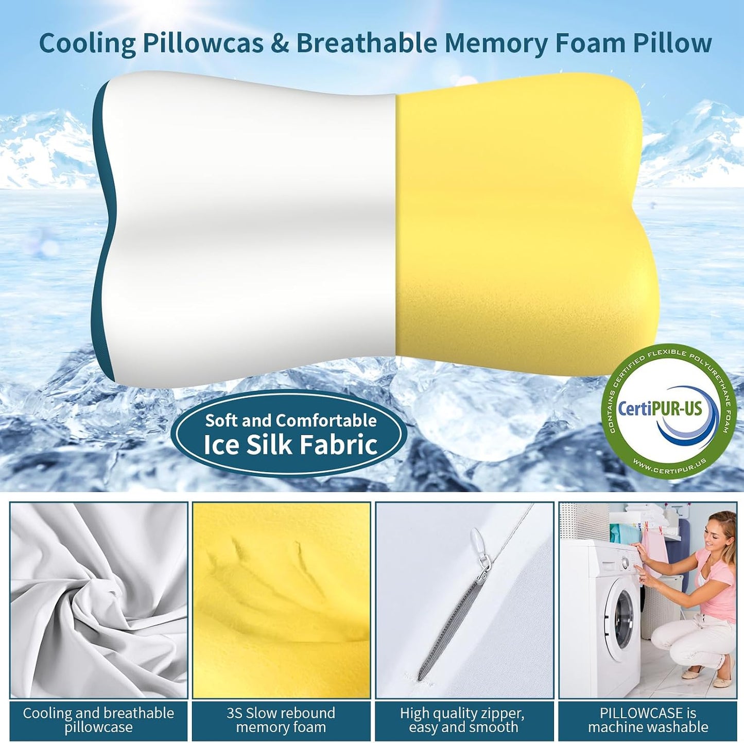Almohada cervical para el cuello - Almohadas de espuma viscoelástic...