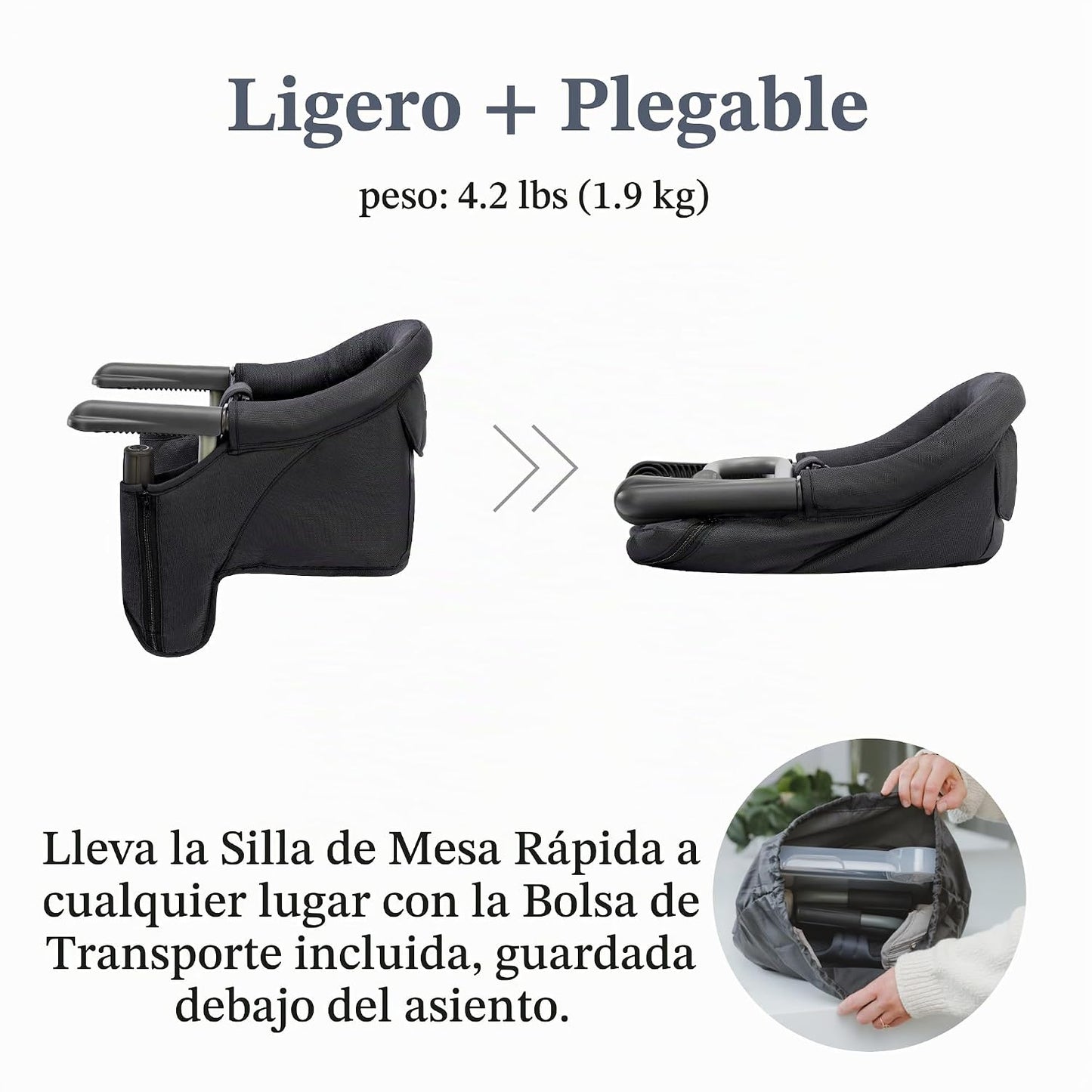 Inglesina Silla de mesa rápida, color negro + bandeja de comedor rá...
